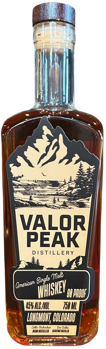 American Single Malt bottle from Valor Peak Distillery