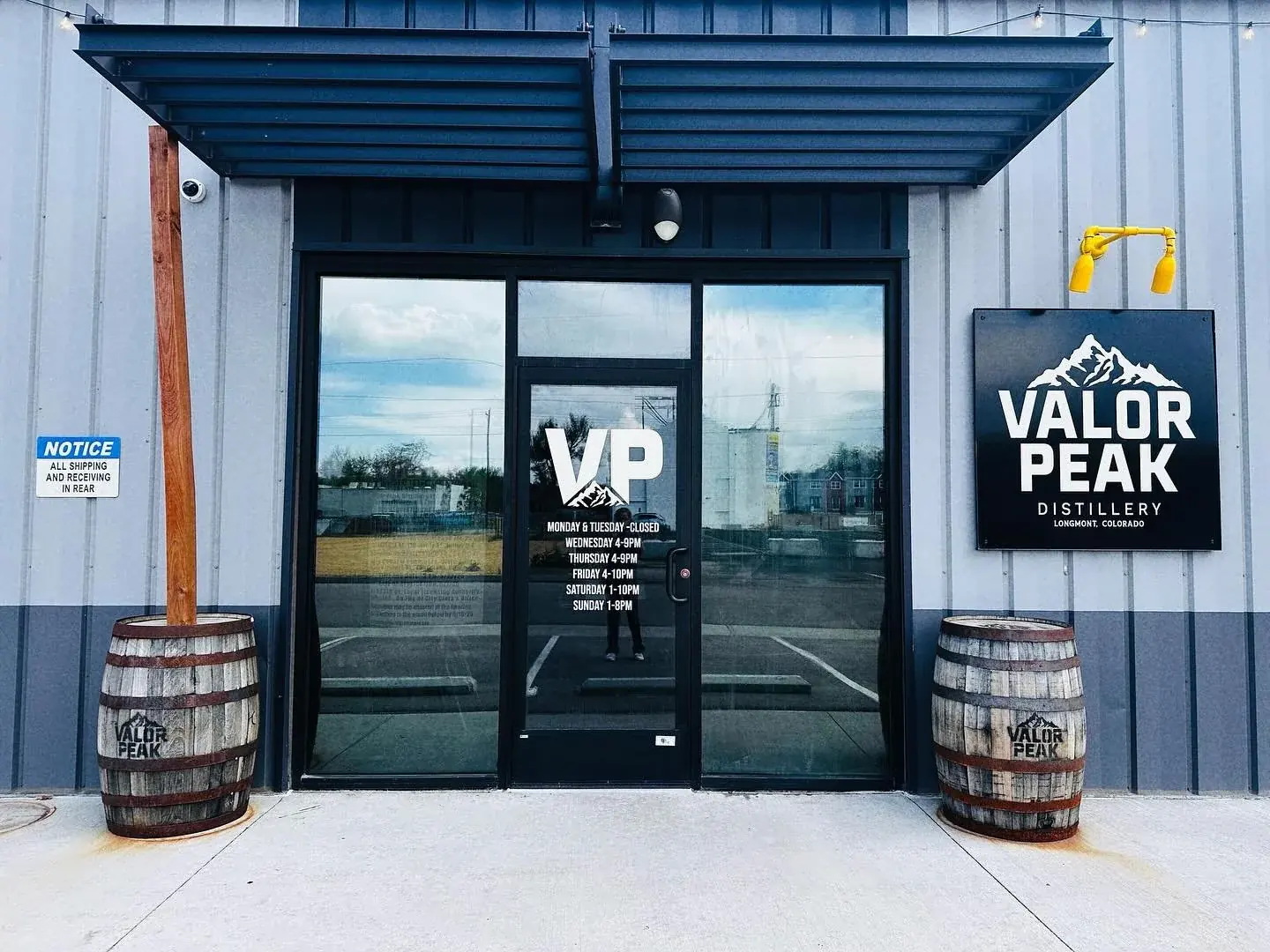 The entrance to Valor Peak Distillery at 110 Emery Street